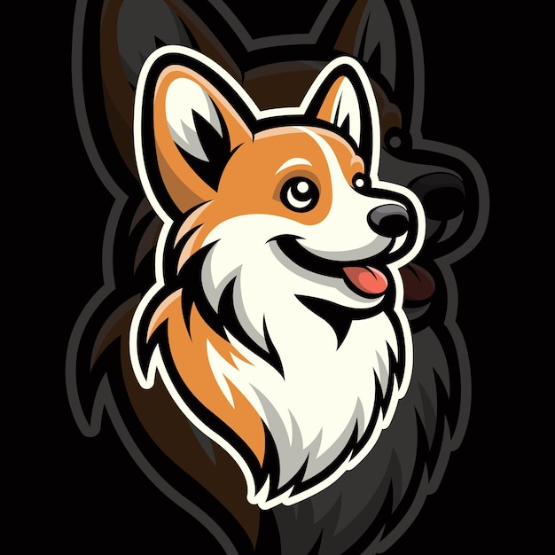 Sticker de cabeza de perro corgi insignia del logotipo