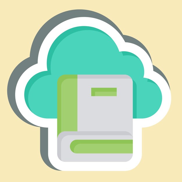 Sticker Cloud Book 2 relacionado con la ilustración de diseño sencillo del símbolo de aprendizaje