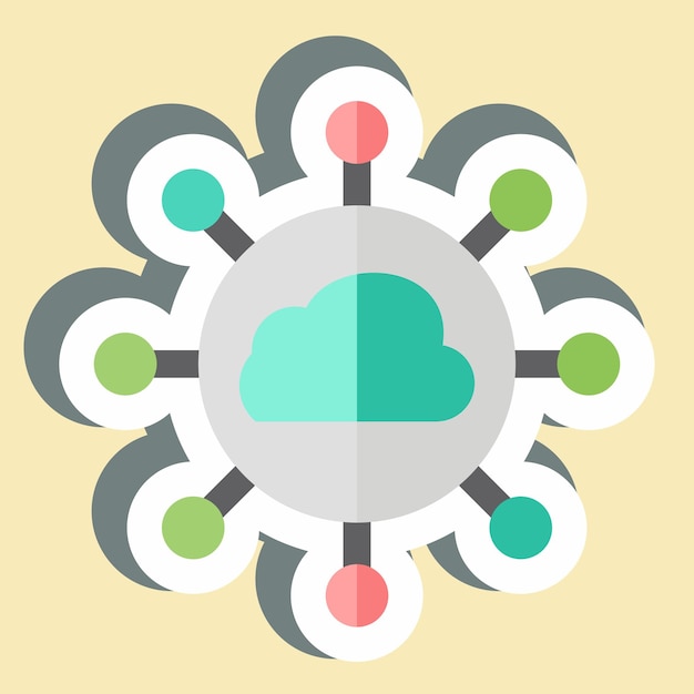 Sticker Cloud Network relacionado con el símbolo de la red ilustración simple
