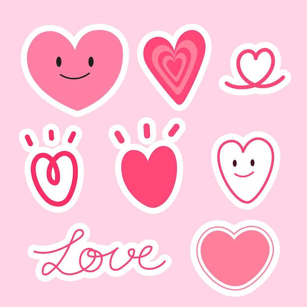 Sticker de corazón y elemento de amor para valentín e ilustración