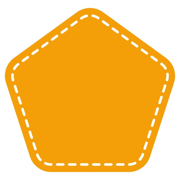 Sticker cosido con una etiqueta naranja vibrante en un contorno simple