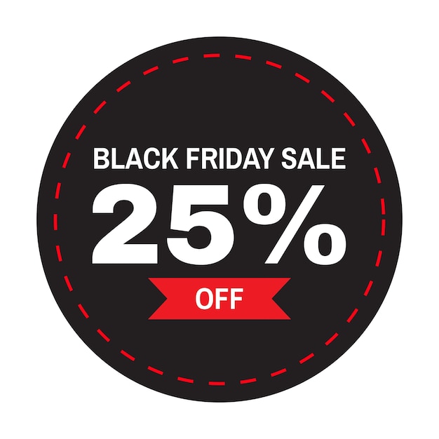 Sticker de descuento imprimible del Viernes Negro con un descuento del 25 por ciento
