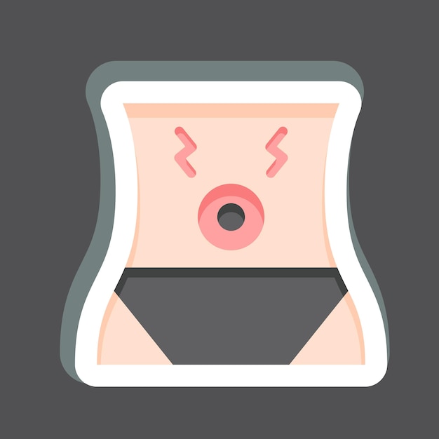 Sticker Dolor abdominal relacionado con el dolor corporal símbolo diseño simple editable