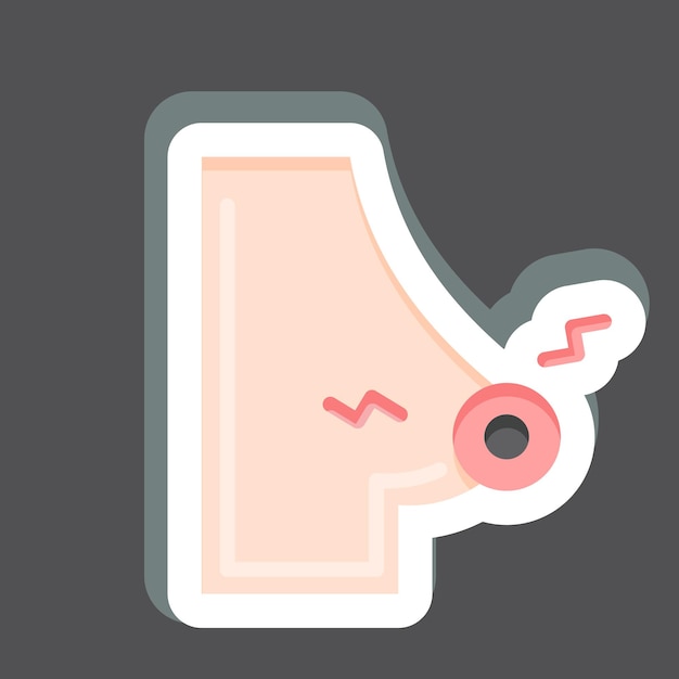 Sticker Dolor en el pecho relacionado con el símbolo de dolor corporal diseño simple editable