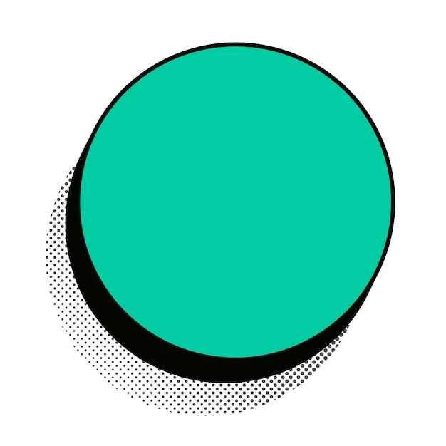 Sticker de estilo retro con forma de círculo y sombra de medio tono