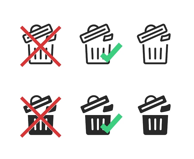 Vector sticker de etiqueta de producto sin eliminación de basura pictograma sencillo sin desechos signo de desechos símbolo glifo