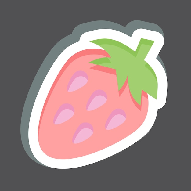 Sticker fresa relacionada con el símbolo de frutas y verduras ilustración de diseño simple