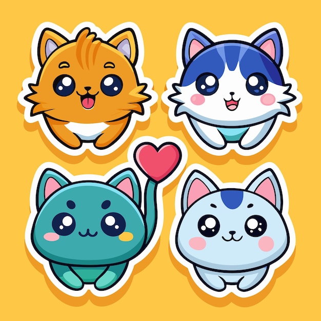 Sticker de gatos de dibujos animados para el amor divertido