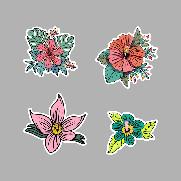 Vector sticker gráfico de flores tropicales