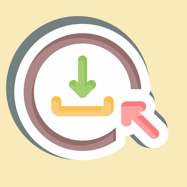 Sticker Haga clic para descargar relacionado con el botón Descargar símbolo ilustración de diseño simple