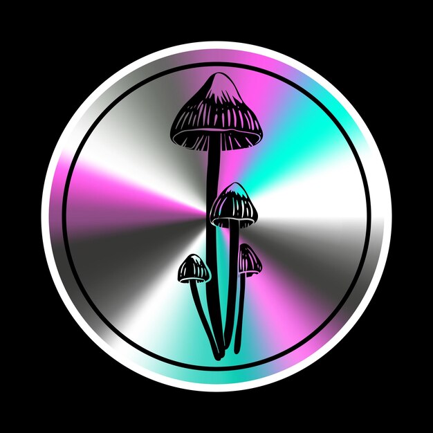 Sticker holográfico con setas en un estilo retro de moda Gráfico vectorial con efecto de lámina texturizada