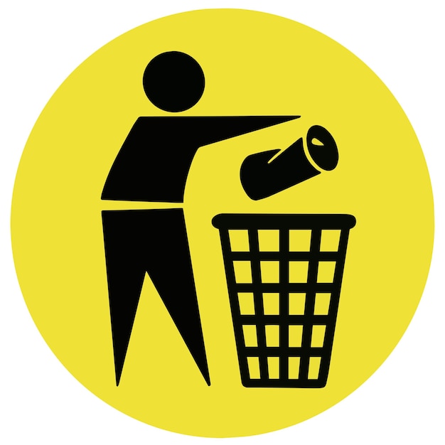 Sticker icono simple arrojar la basura en su lugar ilustración de diseño vectorial
