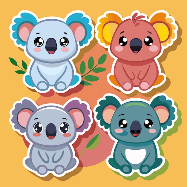 Sticker de koala lindo Diseños de animales adorables Sticker divertidos para niños