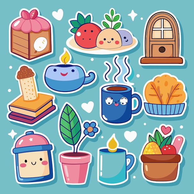 Sticker lindos con caras felices perfectos para los planificadores de revistas