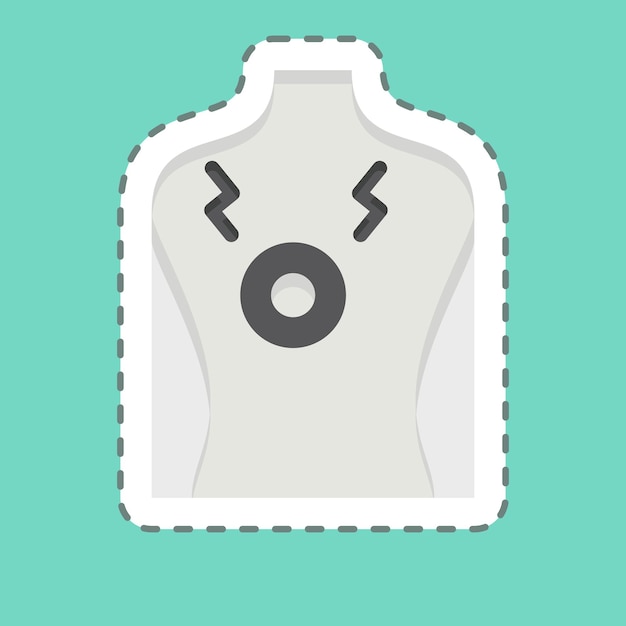 Sticker line cut Chest Pain 2 relacionado con el símbolo de Body Ache diseño simple editable