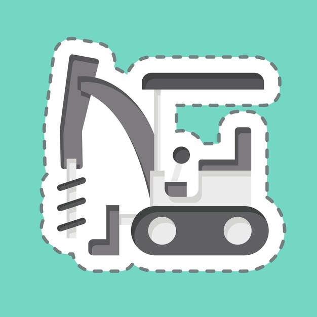 Sticker line cut Excavator Auger Drive relacionado con el diseño sencillo del símbolo de construcción