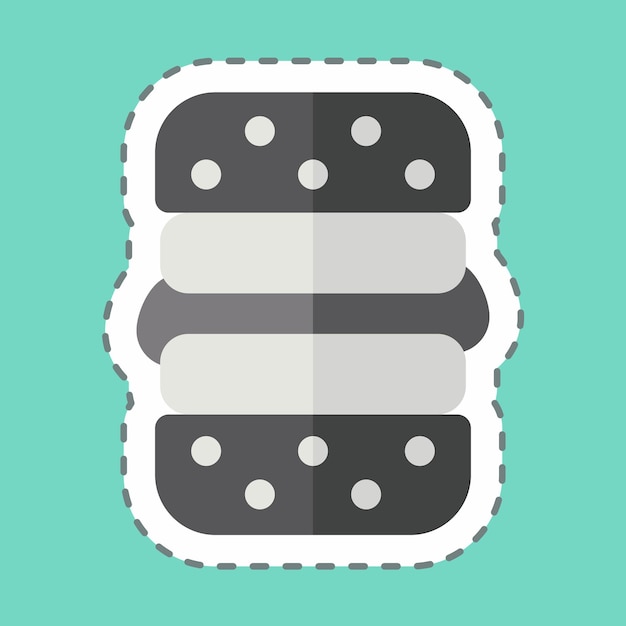 Sticker line cut Vegan Burger relacionado con el símbolo vegano diseño simple editable