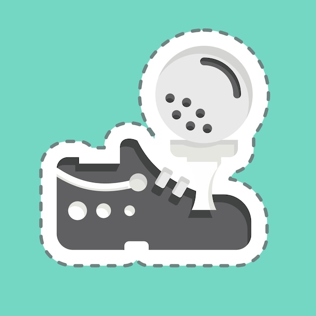 Sticker line cut Zapatos relacionados con el símbolo del golf diseño simple editable