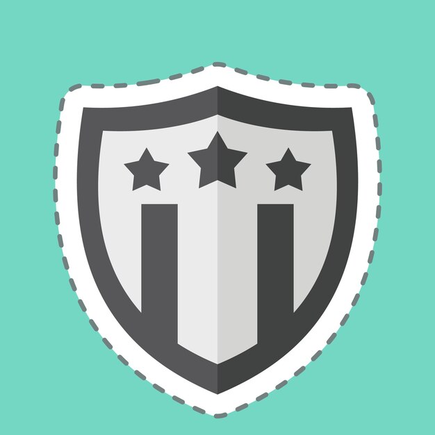 Sticker línea cortada Emblema relacionado con el símbolo de América ilustración de diseño simple