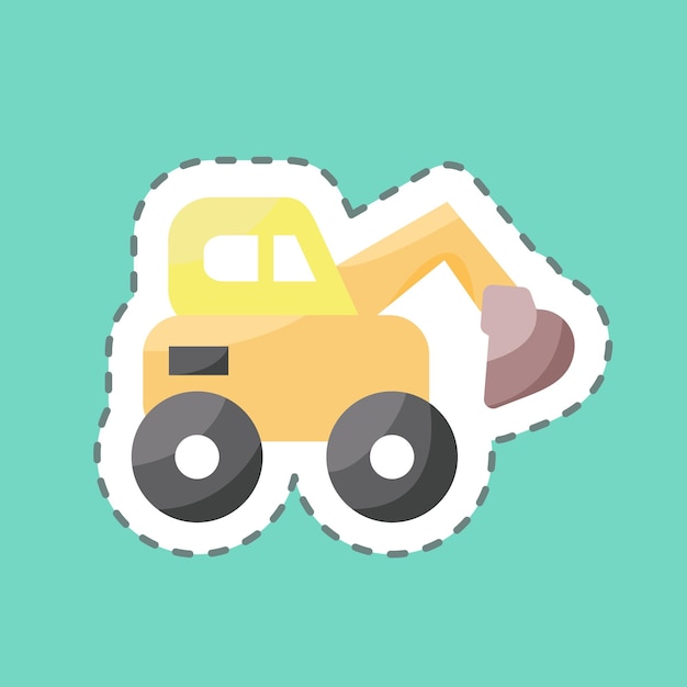 Sticker línea cortada Excavadora adecuada para la educación símbolo diseño simple editable