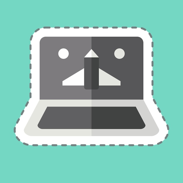 Sticker línea cortada Juego en línea relacionado con el símbolo del juego en línea ilustración simple