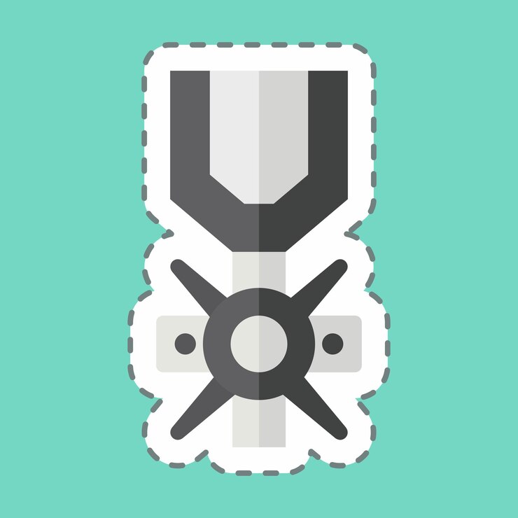 Vector sticker línea cortada medalla de valor relacionada con el símbolo militar diseño simple editable