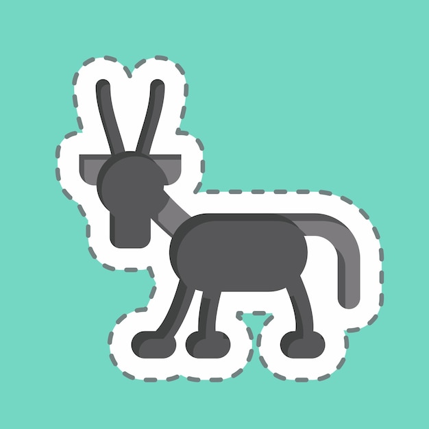 Sticker línea cortada Orix árabe relacionado con el símbolo de Qatar ilustración simple