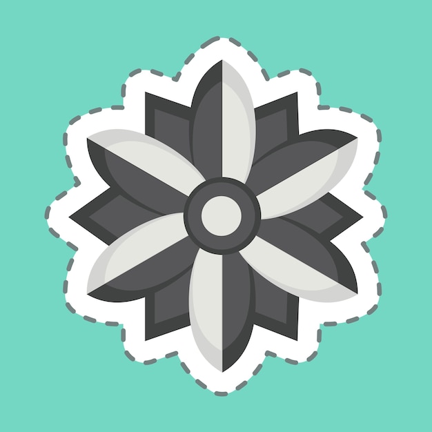 Sticker línea cortada Poinsettia relacionada con el símbolo de las flores diseño simple editable