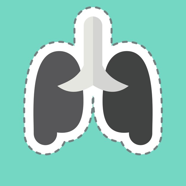Sticker línea cortada Pulmonología relacionada con Especialidades Médicas símbolo ilustración de diseño simple