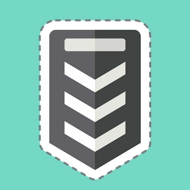 Sticker línea cortada Sargento relacionado con el militar y el símbolo del ejército ilustración simple
