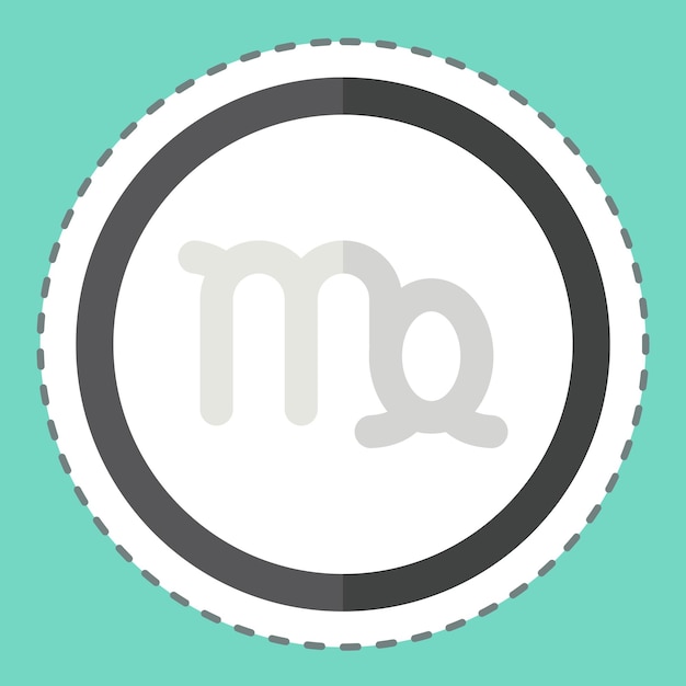Sticker línea cortada Virgo relacionado con el símbolo del horóscopo ilustración simple