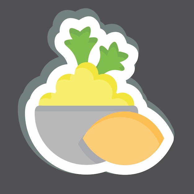 Sticker Mashed Potato relacionado con el símbolo vegano diseño simple editable