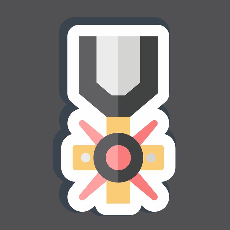 Vector sticker medalla de valor relacionada con el símbolo militar diseño simple editable