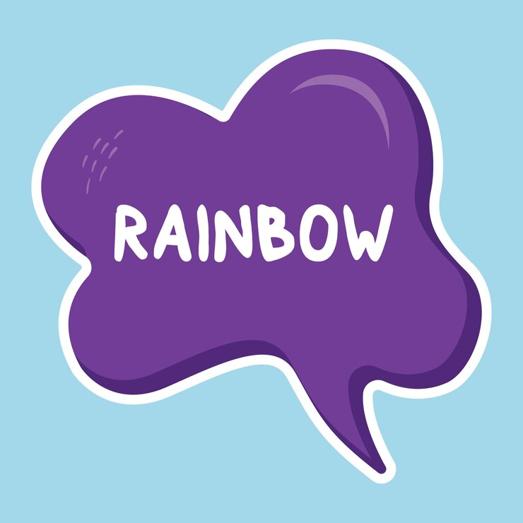 Vector sticker de mensajes de arco iris diseño pegatina de letras mensaje tipográfico insignia de chat