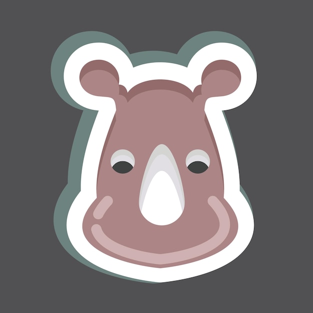 Sticker Rinoceronte relacionado con el símbolo de la cabeza de animal diseño simple editable