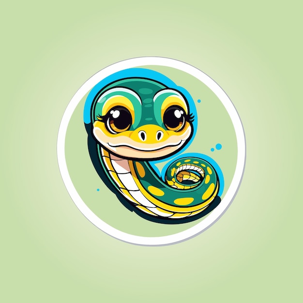 Sticker de serpiente para bebés con estilo vectorial