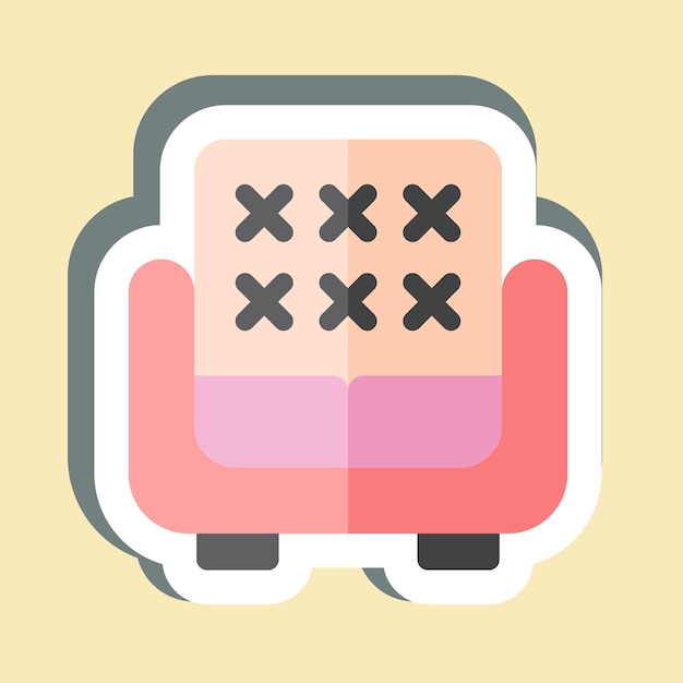 Sticker sofá relacionado con el símbolo de la oficina ilustración de diseño simple
