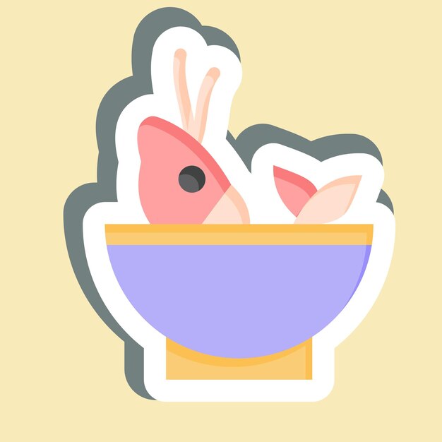 Sticker Sopa Mar relacionado con el símbolo de mariscos ilustración de diseño simple