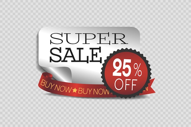 Sticker de súper venta y pancarta de precios y descuentos