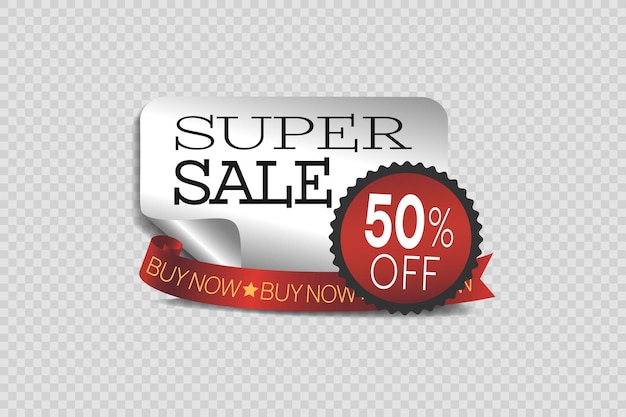 Sticker de súper venta y pancarta de precios y descuentos