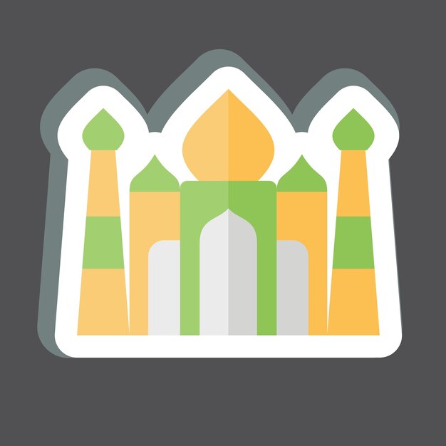 Sticker Taj Mahal relacionado con el símbolo de la India diseño simple editable