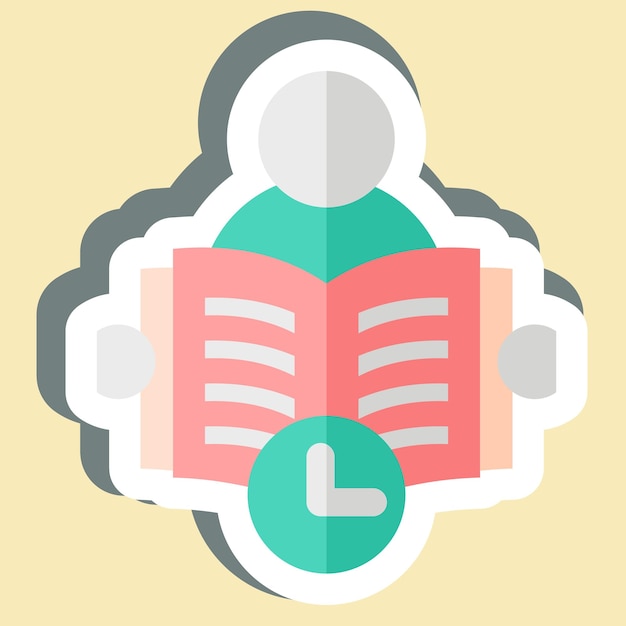 Sticker Tiempo de lectura relacionado con el símbolo del libro ilustración de diseño simple