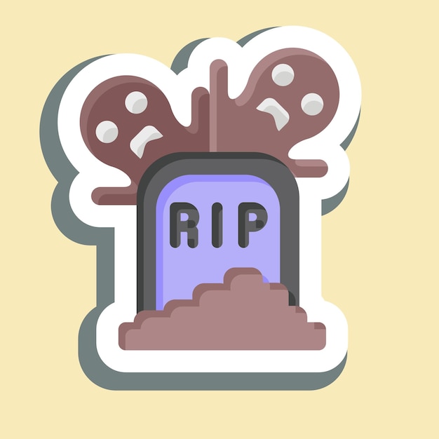 Sticker Tumba relacionada con el símbolo de Halloween ilustración de diseño simple