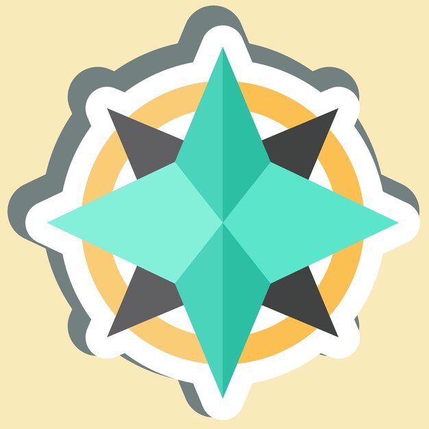 Sticker Wind Rose relacionado con el símbolo de navegación ilustración de diseño simple