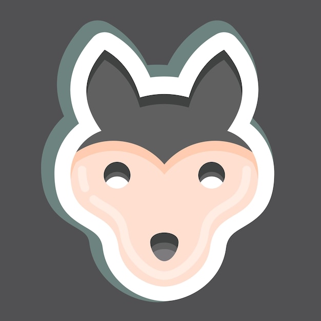 Sticker Wolf relacionado con el símbolo de Animal Head diseño simple editable