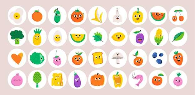 Stickers de alimentos saludables
