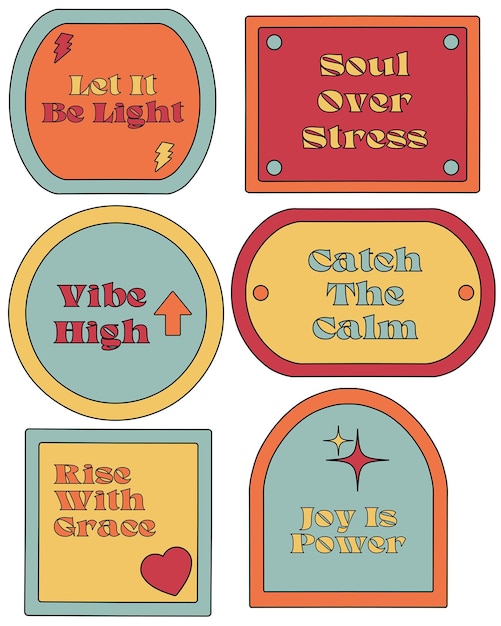 Stickers de citas inspiradoras de estilo retro
