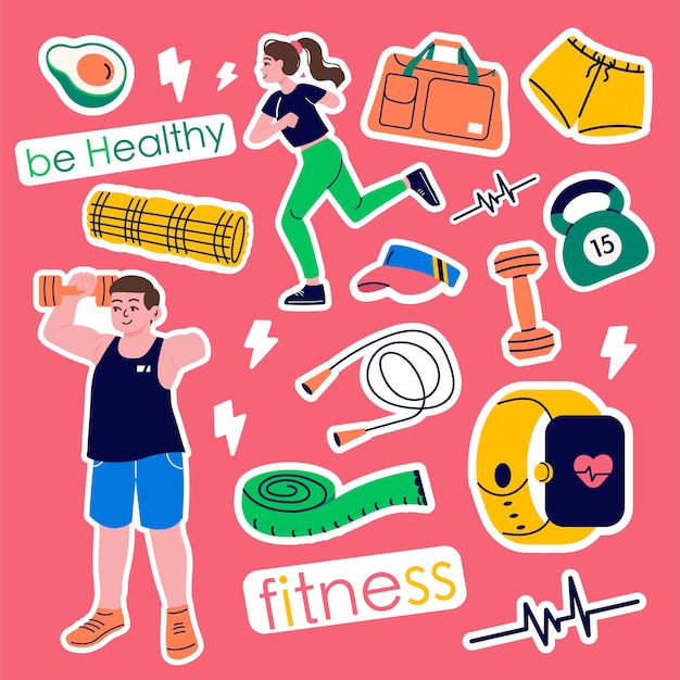 Stickers de elementos de inventario de equipos de gimnasio para personas que practican deportes con inclusión de amputados