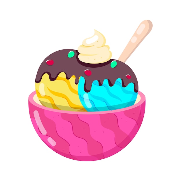 Vector stickers de estilo plano para el postre de helado