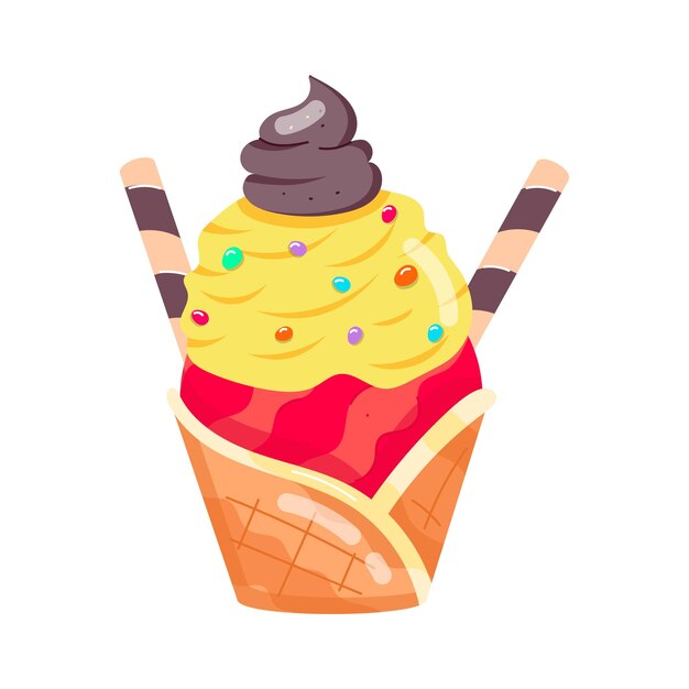 Stickers de estilo plano para el postre de helado